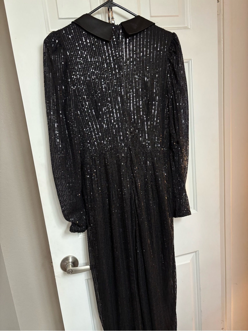 Black Sequin Evening jumpsuit Rhinestone Belt NOT included - Picture 4 of 8